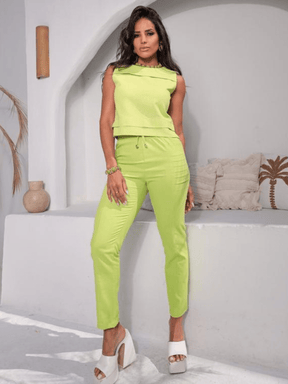 Conjunto Feminino Cropped e Calça com Amarração Laura