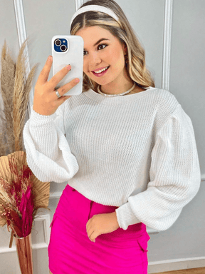 Blusa Feminina Tricot Manga Bufante Aline