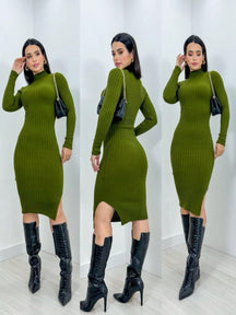 Vestido Tricot Midi Fer