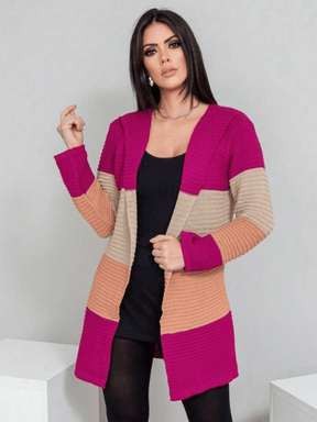 Cardigan Feminino Tricot Listrado Mayara