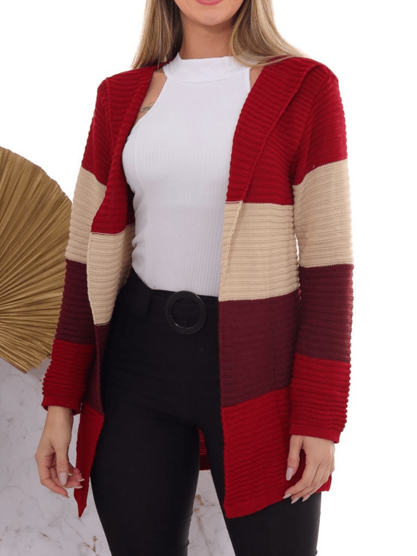 Cardigan Feminino Tricot Listrado Mayara