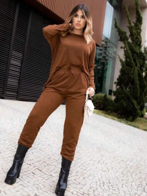 Conjunto Feminino Lãzinha Blusa e Calça Jogger Cris