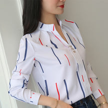 Camisa Feminina Gola Alta Decote V Estampas Cissa