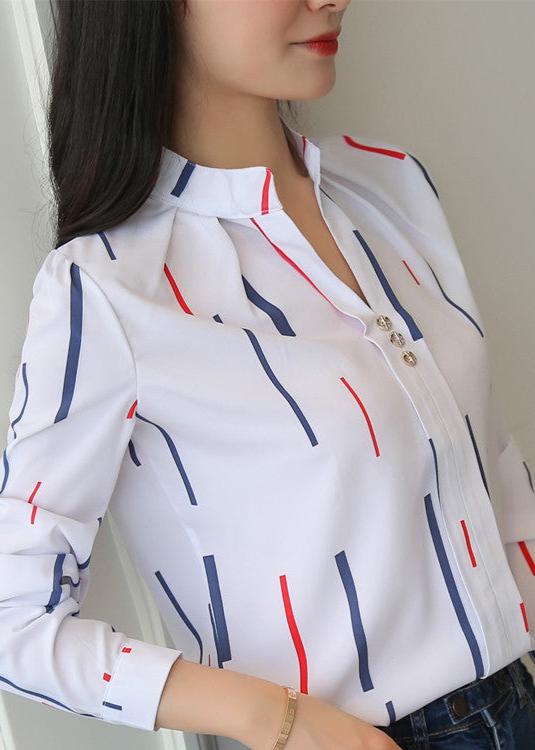 Camisa Feminina Gola Alta Decote V Estampas Cissa