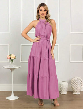 Vestido Longo com Amarração no Pescoço Stella