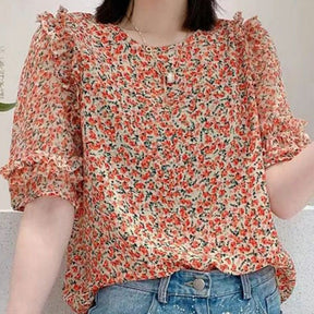 Blusa  Feminina Estampada Manga com Detalhes Melissa