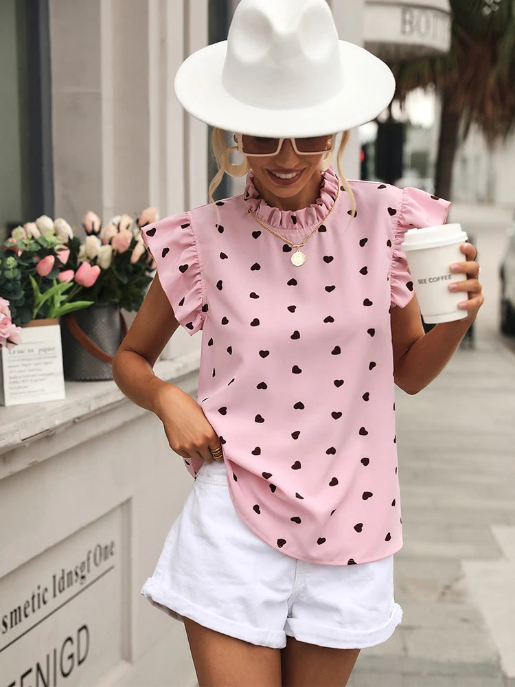 Blusa Feminina Manga Curta com Babado Georgia