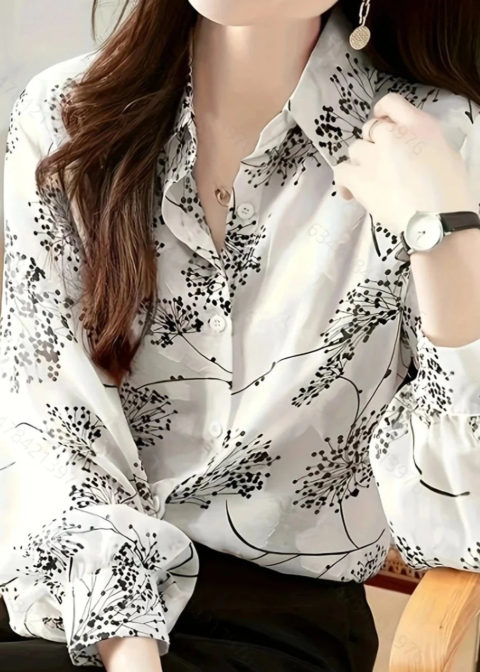 Camisa Feminina Floral Manga Bufante Grazi