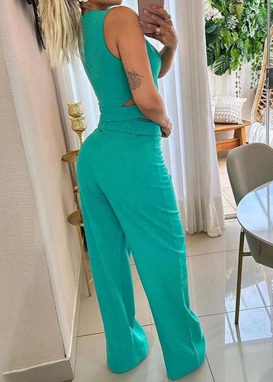 Conjunto Feminino Calça Flare e Blusa Regata Jenny