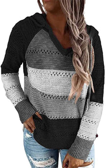 Blusa Feminina Tricot Gola V com Gorro Carol