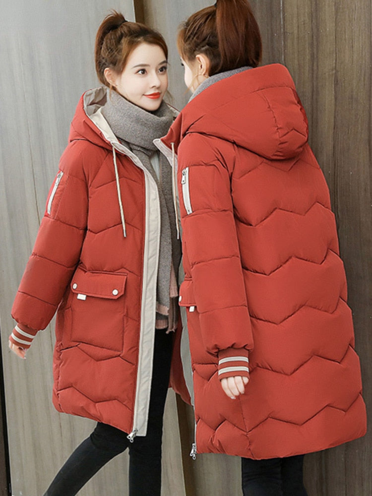 Jaqueta Feminina Puffer Longa com Capuz Kamila