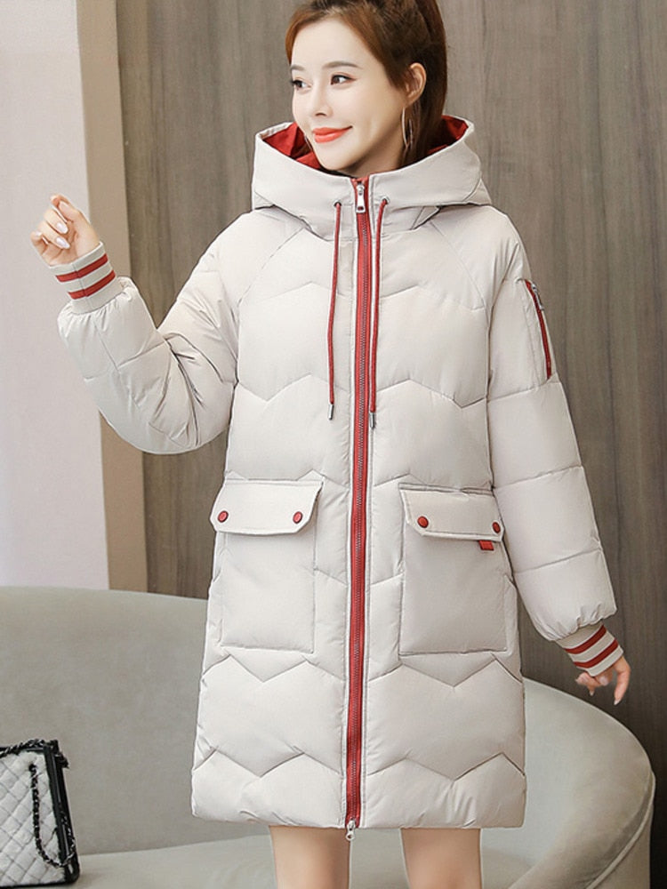 Jaqueta Feminina Puffer Longa com Capuz Kamila